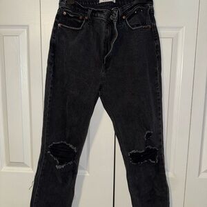 Abercrombie & Fitch Black Relaxed Jeans with Distressed Knees